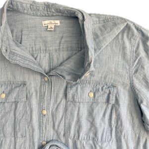 LL Bean Signature Light Blue Chambray Shirt Dress with Pockets